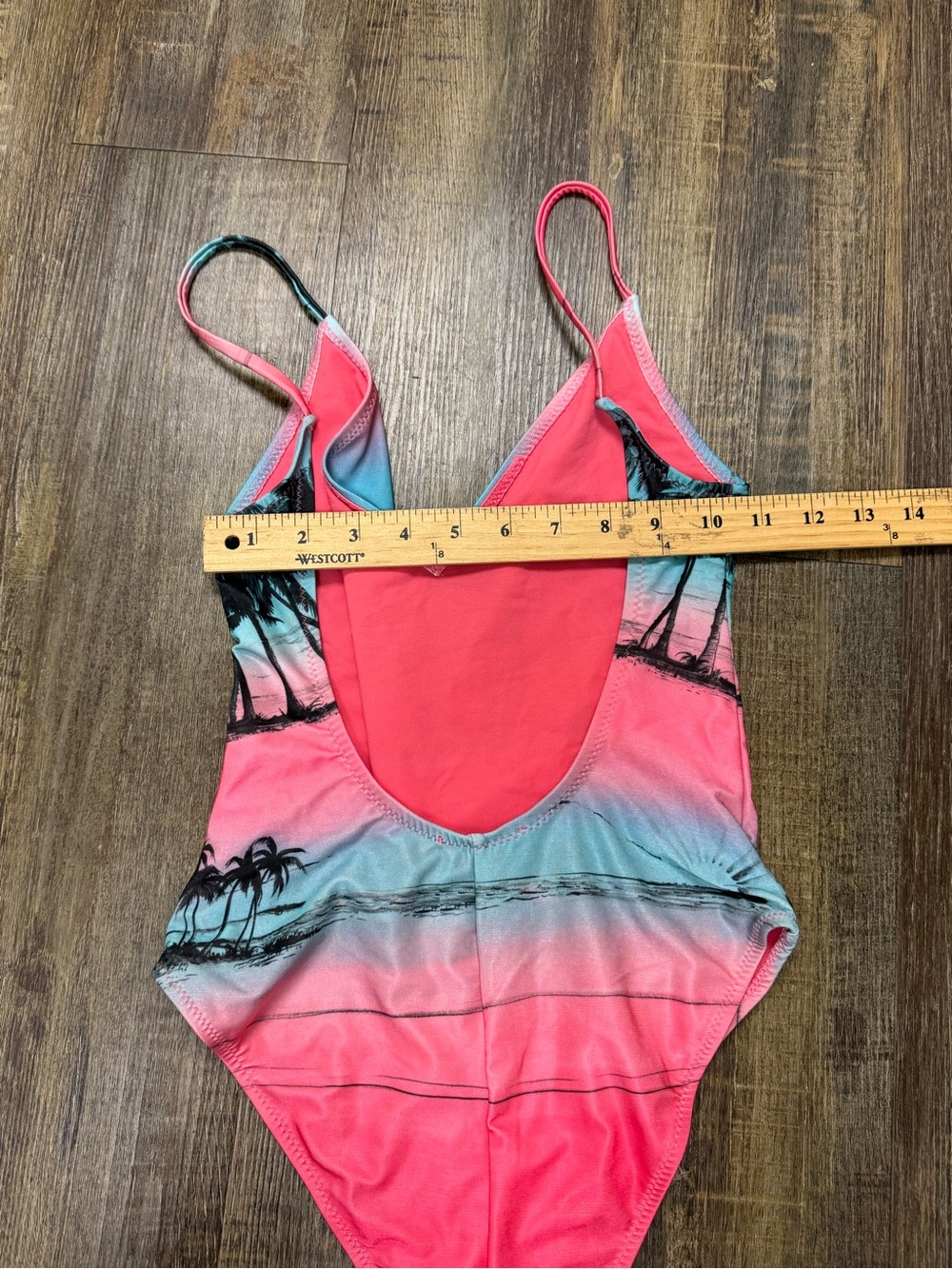Zara Accessories Tropical Ombre Palm One-Piece Swimsuit - Pink & Teal Small - Picture 8 of 13